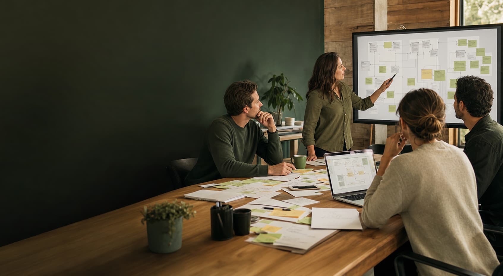 A team mapping its workflow during a discovery workshop