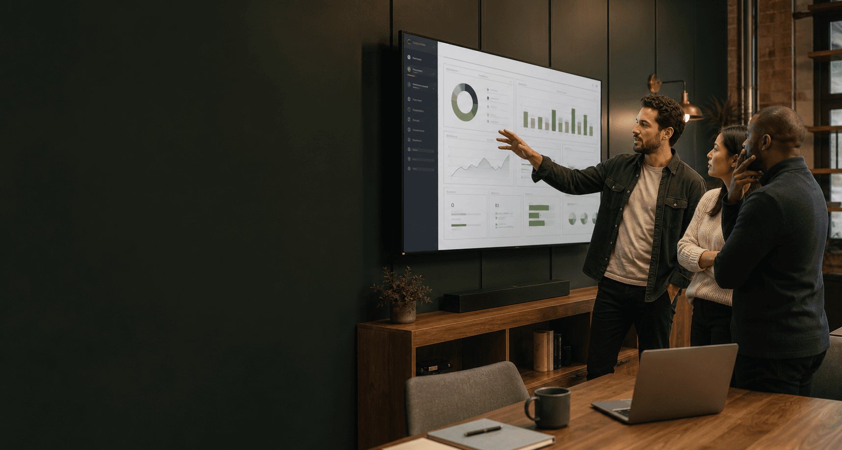 A software consultant guiding business leaders through an Eclipse product demo
